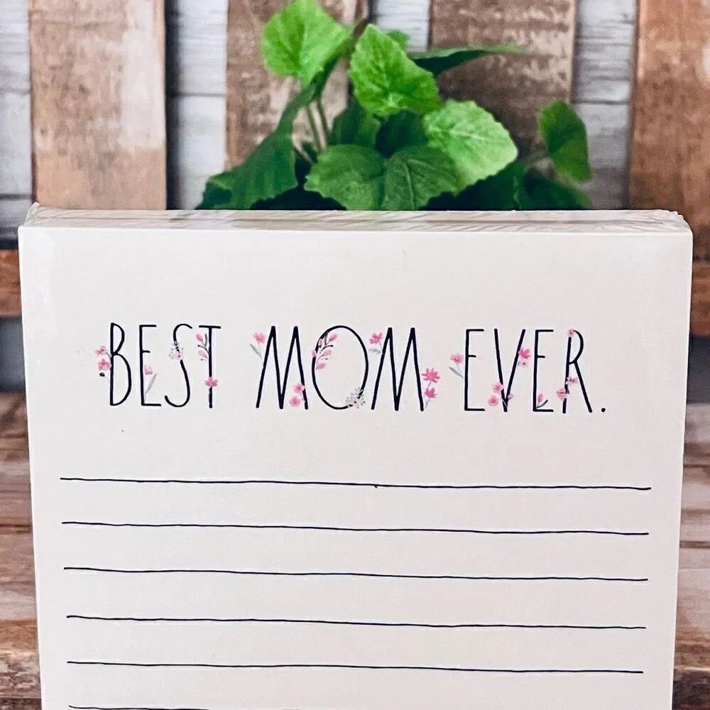 NWT Rae Dunn #1 MOM / BEST MOM EVER Yellow  pink 2 Pieces 140 Sheets Notepad Set